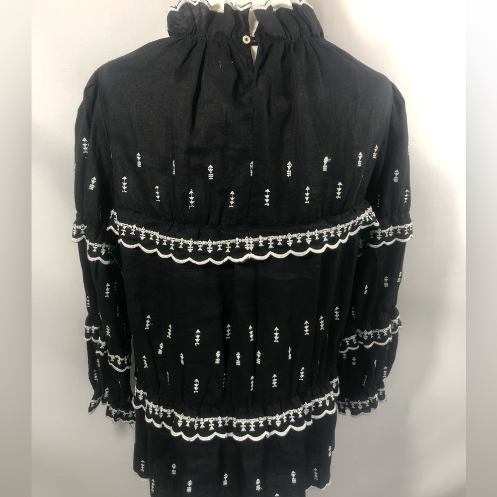Isabel Marant Étoile "Daniela" Peasant Blouse - Black/White Embroidery Size 38 - Picture 3 of 5
